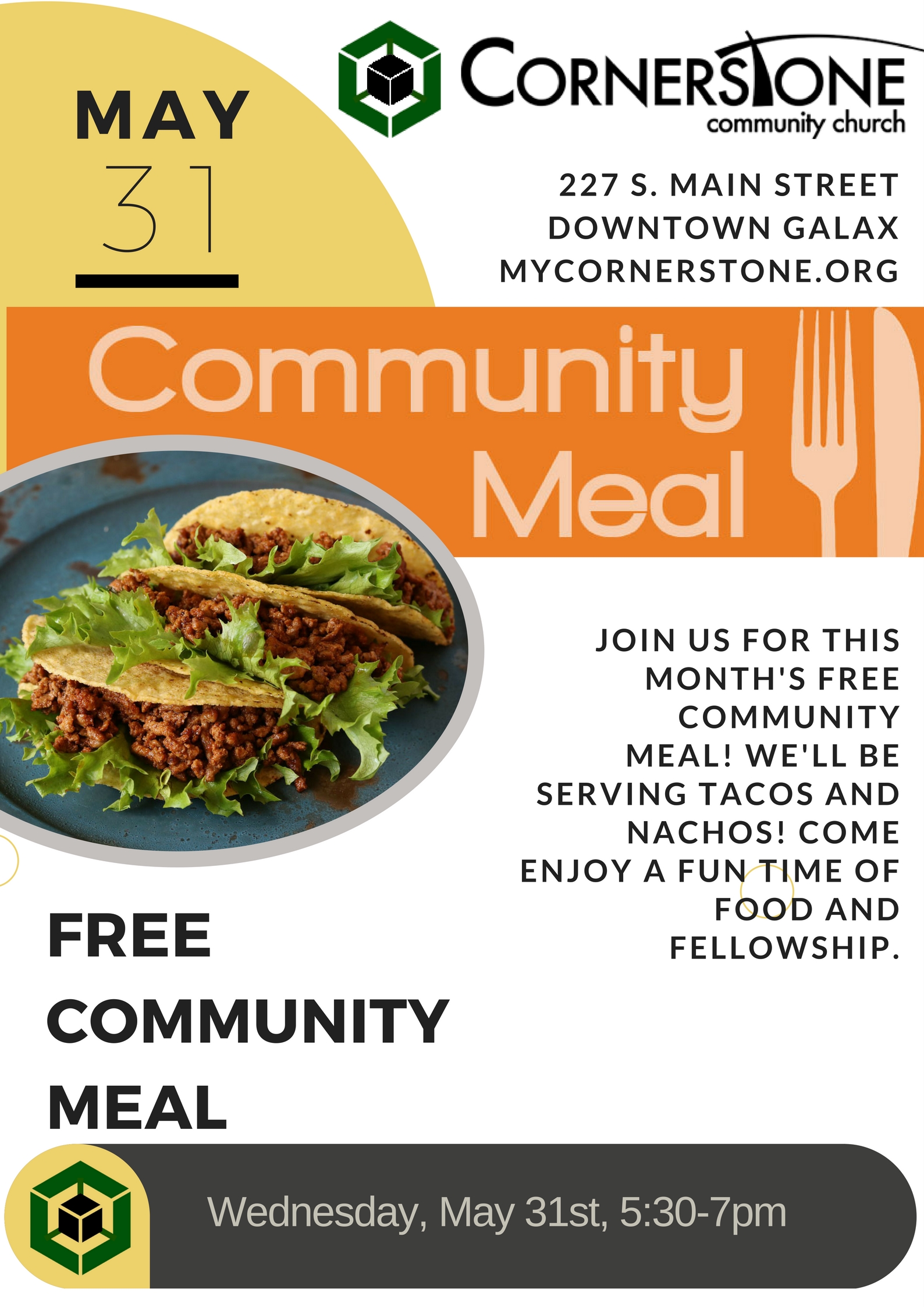 May Free Community Meal - Cornerstone Community Church